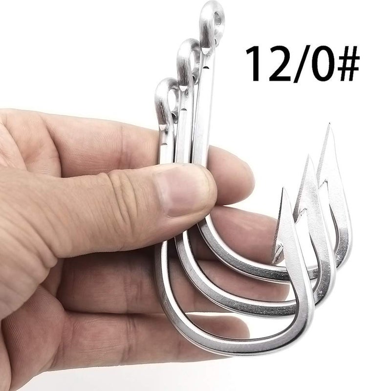 SENYUBBY Saltwater Large Giant Shark,Tuna and Catfish Hooks Extra Strong Stainless Steel Fishing Hooks (12/0(Pack of 5)) - Image 4